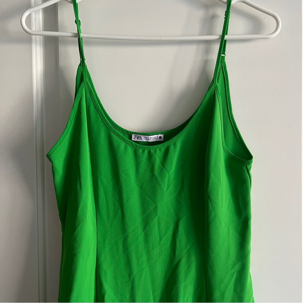 Zara green mini swing dress